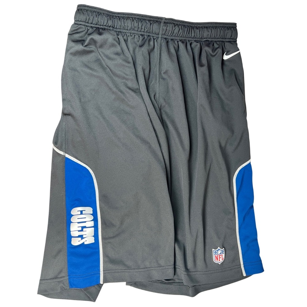 Indianapolis Colts Nike Practice Shorts Mens L Grey Blue NFL Onfield DriFIT Mesh